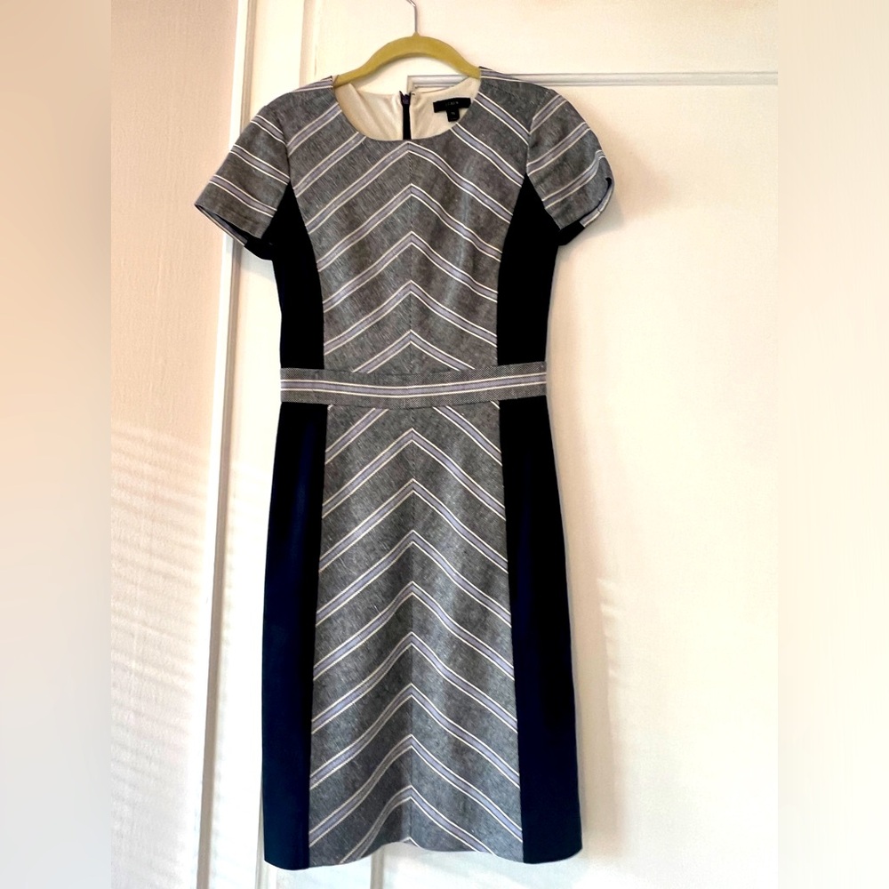 JCREW NAVY WITH HERRINGBONE SUITING DRESS - SIZE 00